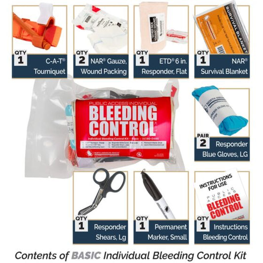Public Access Individual Bleeding Control Kit - Vacuum Sealed (Advanced)